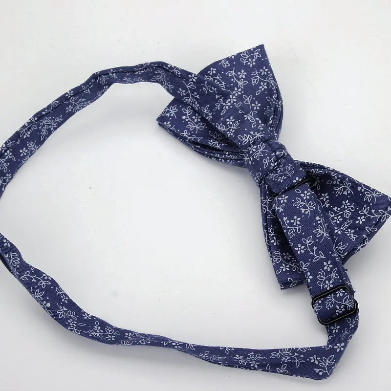2018 Brand New Floral Bow Ties 100% Cotton Bowtie Neckties For Men Wedding Party Business Suits Gravata Navy Butterfly Cravat images - 6