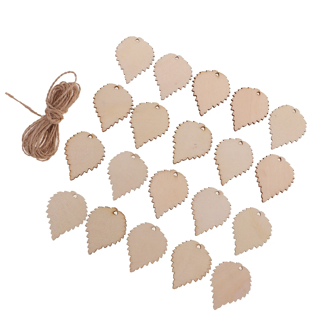 20 шт. деревянные бирки в форме листа резные висячие украшения | Дом и сад