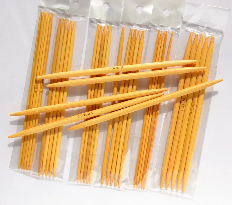 

55 pcs/lot(5 needles* 11sizes) bamboo double points short knitting needles pins 2.0mm-5.0mm for small part only sweaters scarves