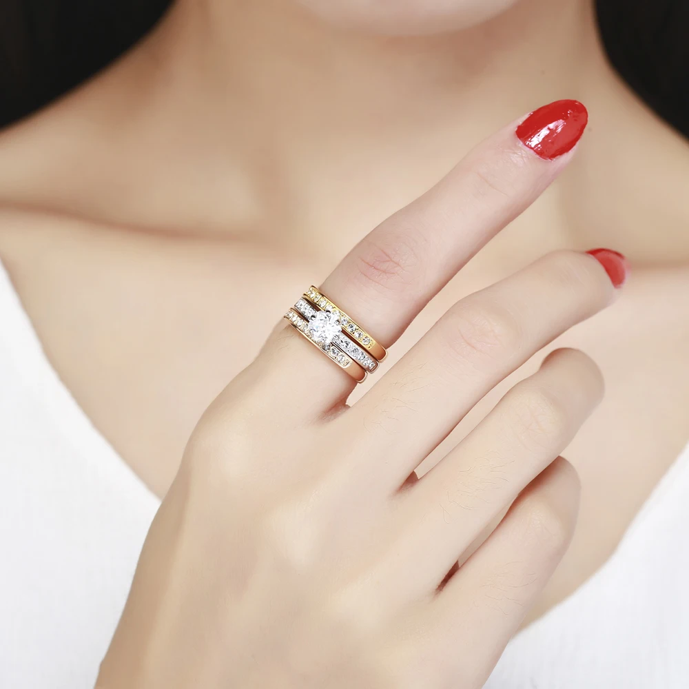 Pinannie Valentine's Day Gift Engagement Rings for Women Wedding Jewelry Anillos 3 Gold Colors Anel | Украшения и аксессуары