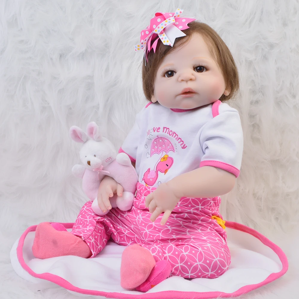 Уникальные 23' 57 см Детские куклы Reborn Baby girl полностью силиконовые реалистичные