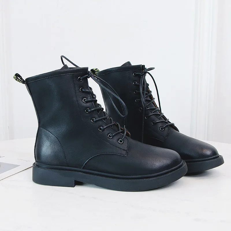 Stylesowner Popular Trends England Style Do the old Breathable Martin Boots Genuine Leather Lace-up with Plush Warm | Обувь
