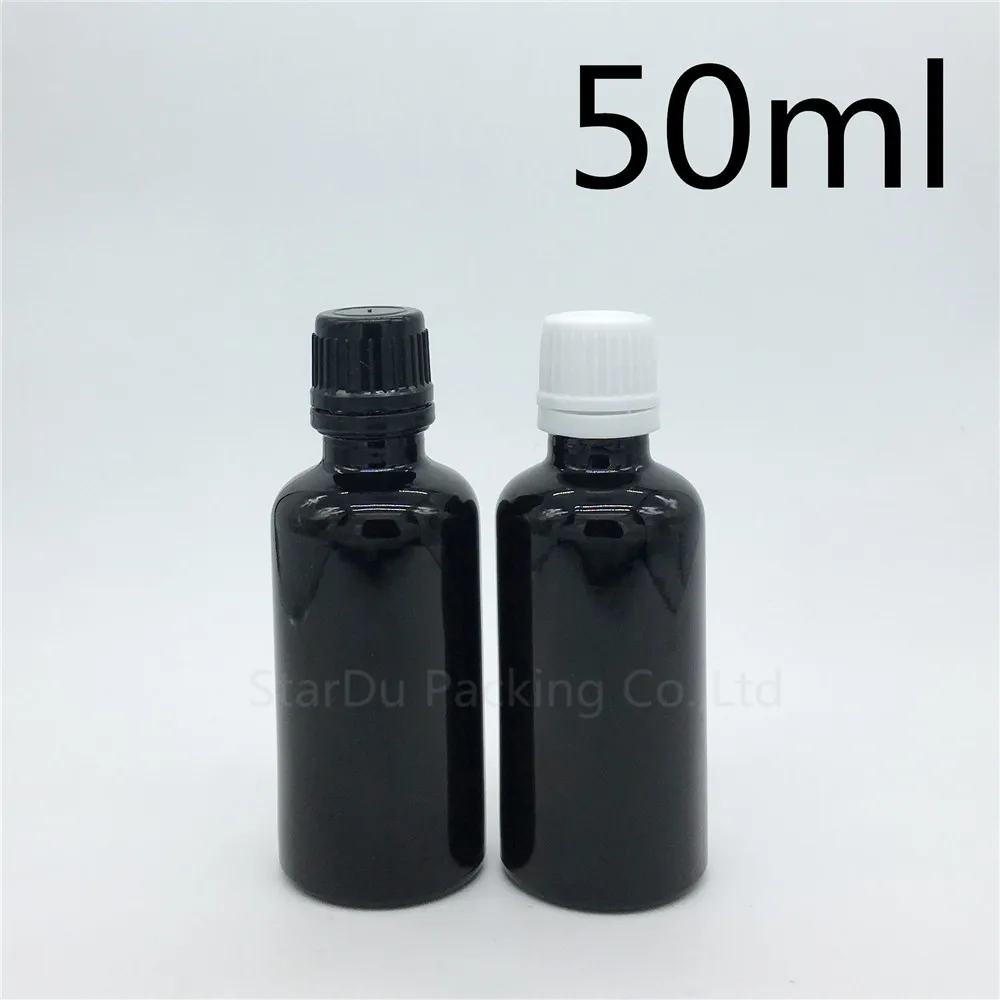 

10pcs 50ML Black Bottle , 50cc Vials Essential Oil Bottle with tamper evident cap Perfume glass bottles