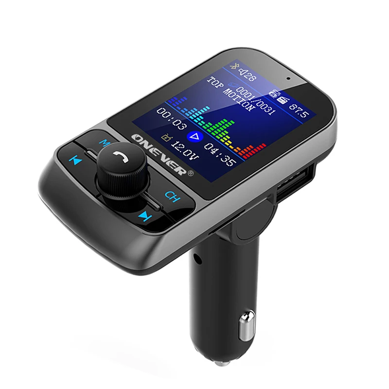 Black Onever FM передатчик 1," Цвет Экран AUX модулятор Bluetooth Беспроводной MP3 радио адаптер, автомобильный набор свободные руки, 5V 3.1A USB Зарядное устройство TF карты - Название цвета: Black