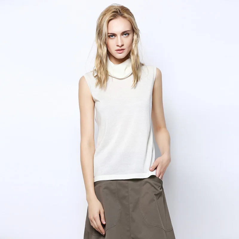 100%MERINO WOOL women solid knit VEST PULLOVERS sueter Brand Turtleneck sweater top tunic jumper 2015 Fall Winter new Grey | Женская
