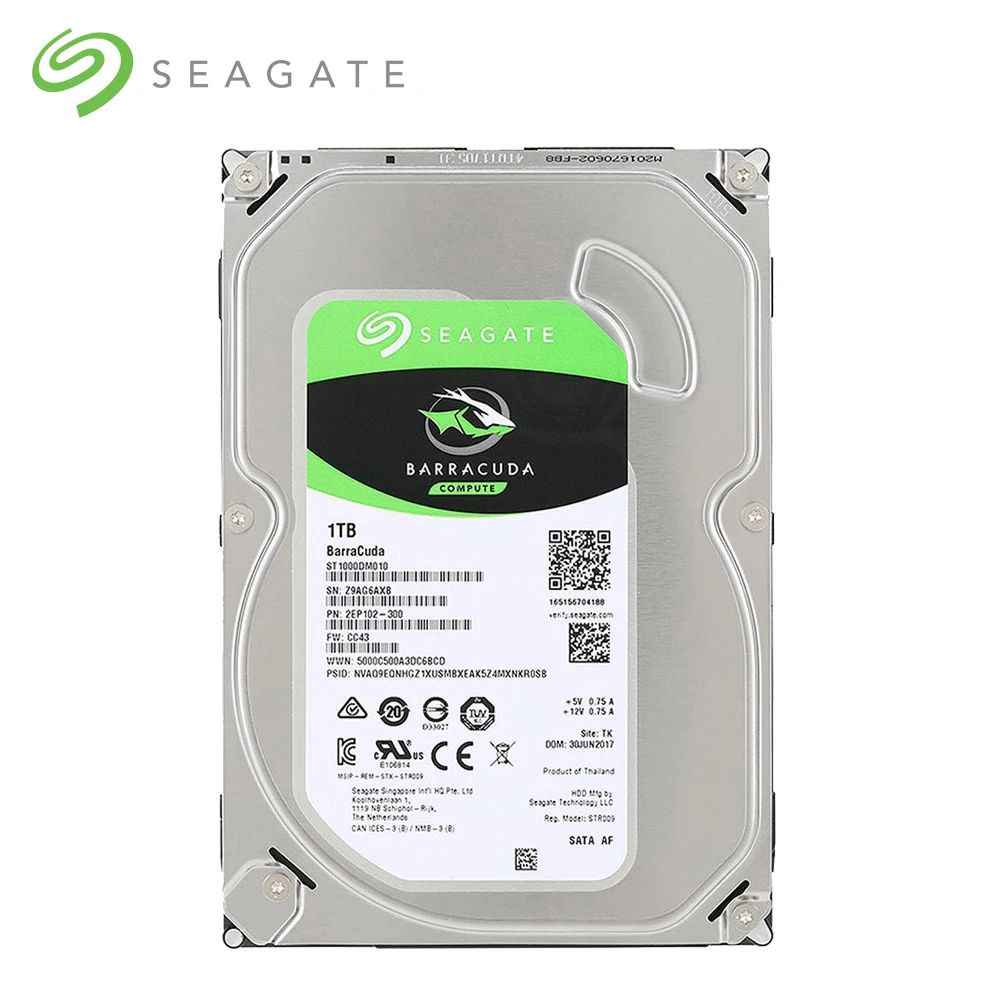 Seagate 1 ТБ Настольный HDD внутренний жесткий диск 7200 об/мин SATA 6 ГБ/сек. 64 МБ кэш 3 5
