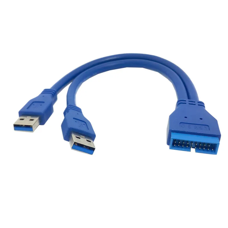 2 портный Dual Порты и разъёмы USB3.0 USB 3 0 Папа папа материнская плата 20Pin кабель