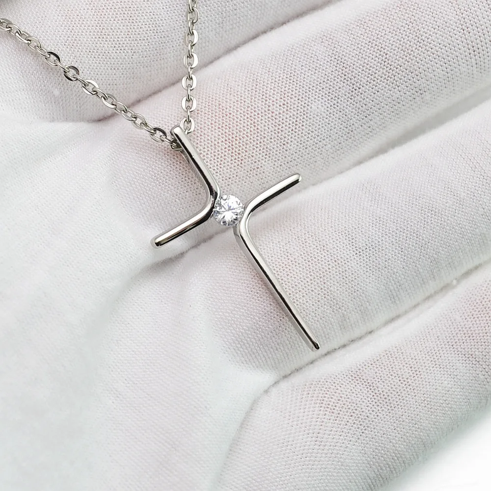Женское ожерелье с подвеской крестом из нержавеющей стали|rolo chain|pendant necklacegold silver |