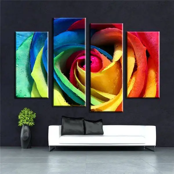4 шт. красивый цвет розы настенная живопись Печать на холсте для домашнего декора