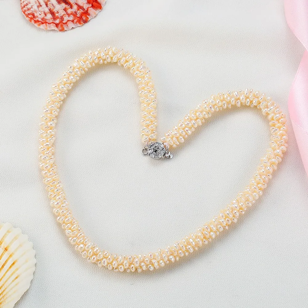 Small Freshwater Pearl Beads Chain Necklace Rice Pearls Flower Choker Copper Zircon Women Jewelry Wedding | Украшения и