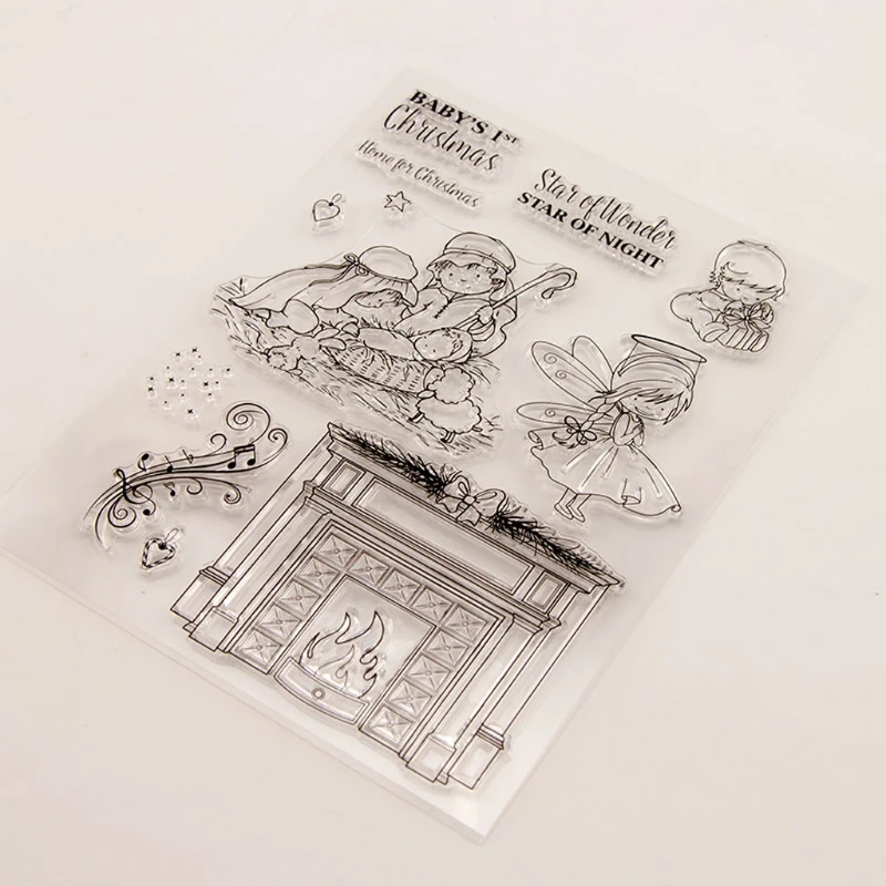 Рождественский Детский прозрачный штамп для самостоятельного оформления