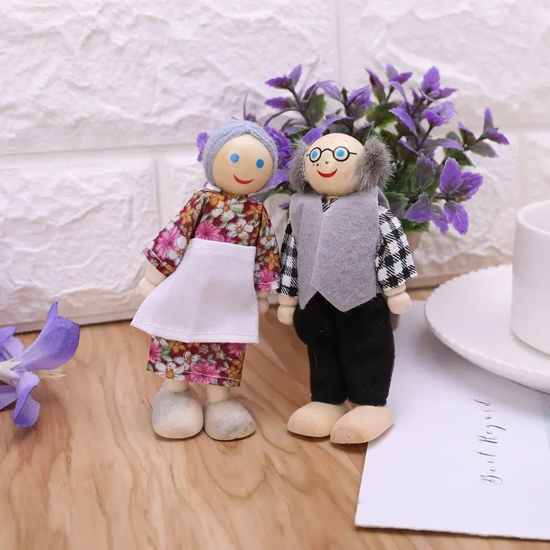 7 шт./компл. семья счастливый дом куклы деревянные фигурки персонажи одеты дети