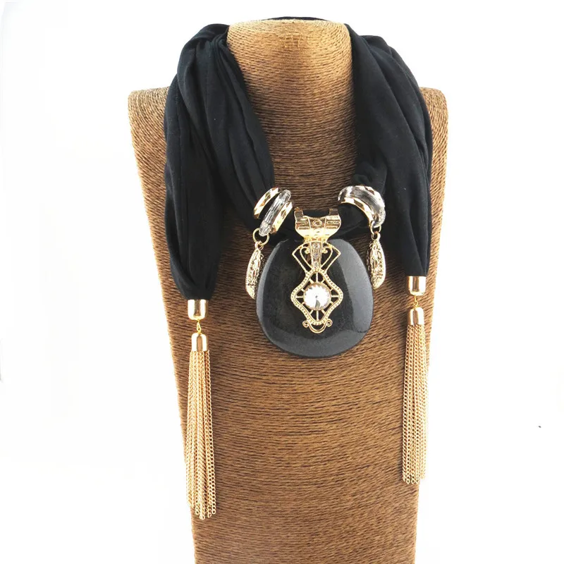 2019 Новый Для женщин Сплошной Цепочки и ожерелья зима теплая Jewelry Кулон шарф