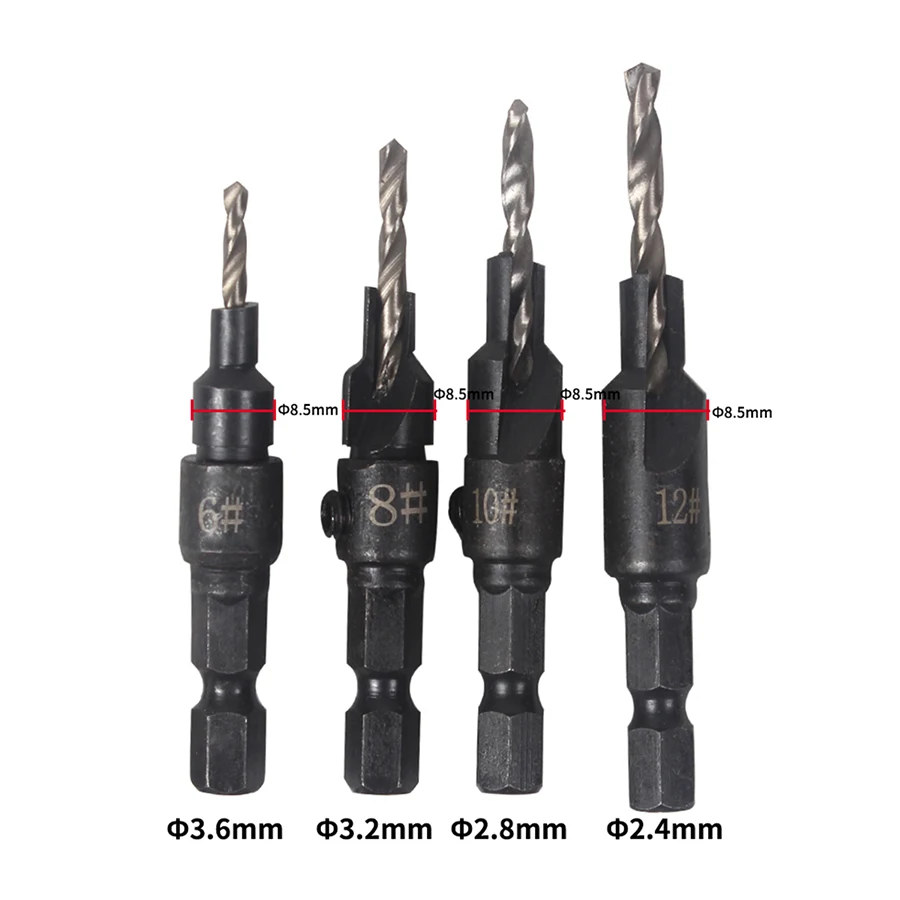 4 шт./лот Hss деревообрабатывающий Ti набор сверл с зенковкой быстрая замена