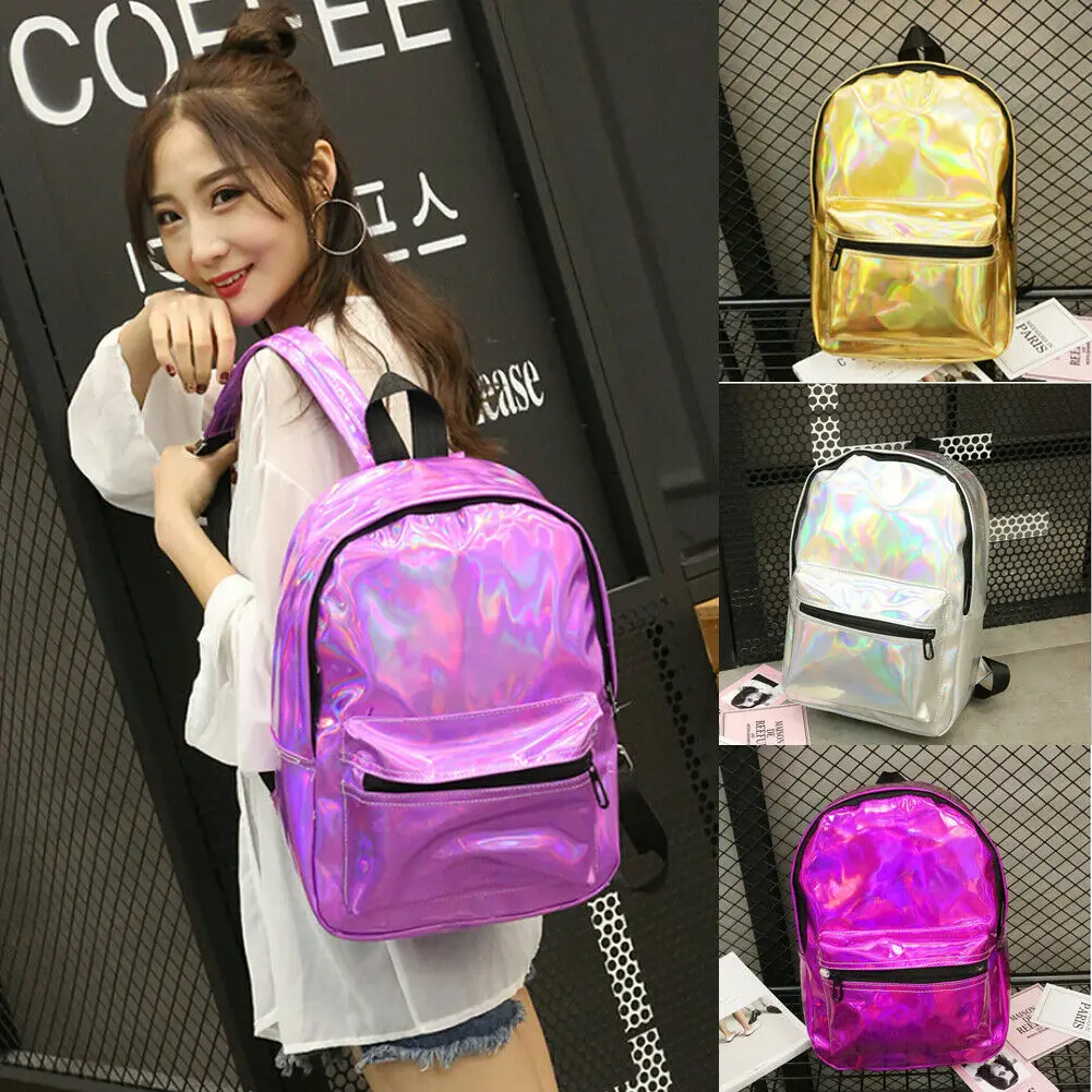 Новые женские сумки на каждый день кожаные повседневные лазерный рюкзак для