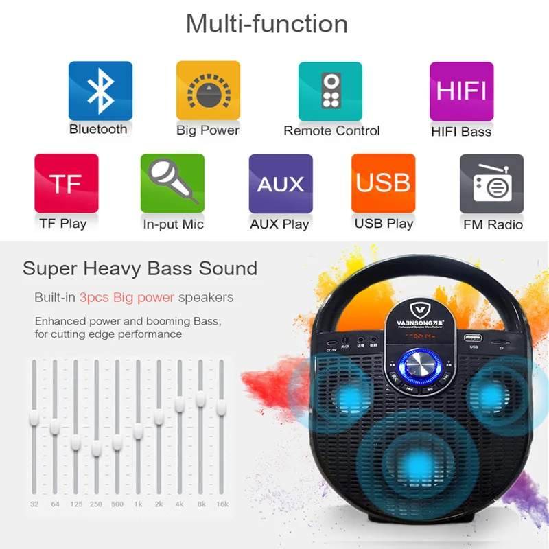 VAENSONG 2 1 стерео динамик Bluetooth мощный сабвуфер тяжелый бас беспроводной