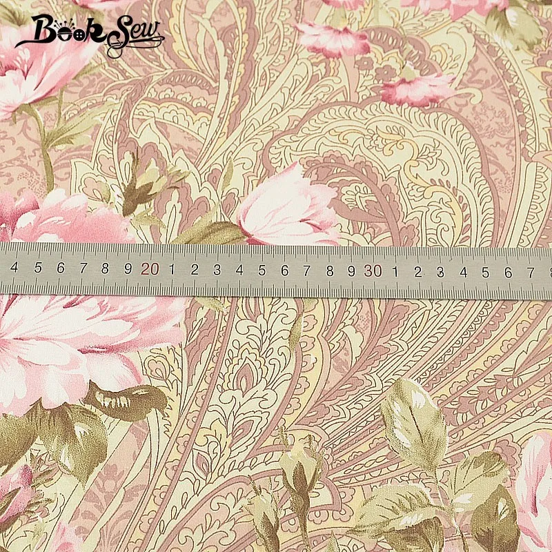 Booksew 100% хлопчатобумажная саржевая ткань коричневый цветочный дизайн шитье