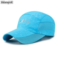 xdanqinx summer breathable hat snapback cap womens fashion ponytail baseball caps adjustable size mens mesh ventilation cap