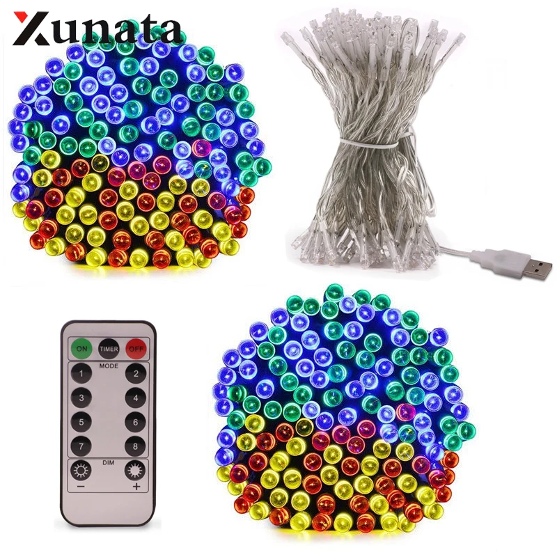 Водонепроницаемая Рождественская светодиодная гирлянда с USB праздничное