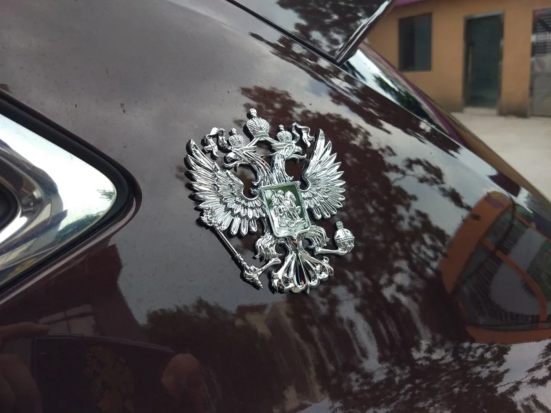 10х10 см 3D Герб России алюминиевый шильдик для автомобиля Герб России наклейка из металла на авто металлический русский орел на машину