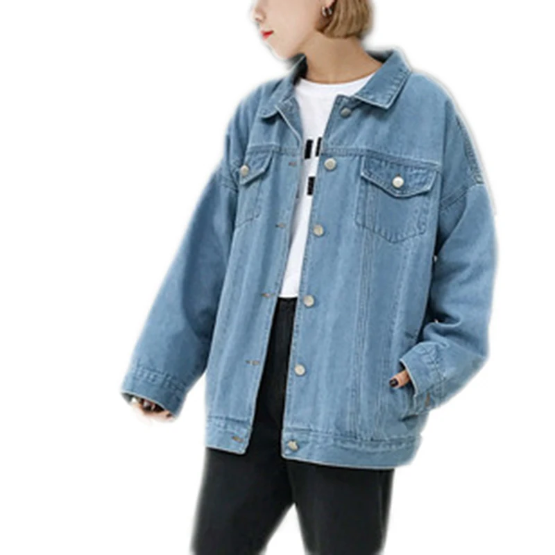 Куртка женская джинсовая свободного покроя винтажная Повседневная светло