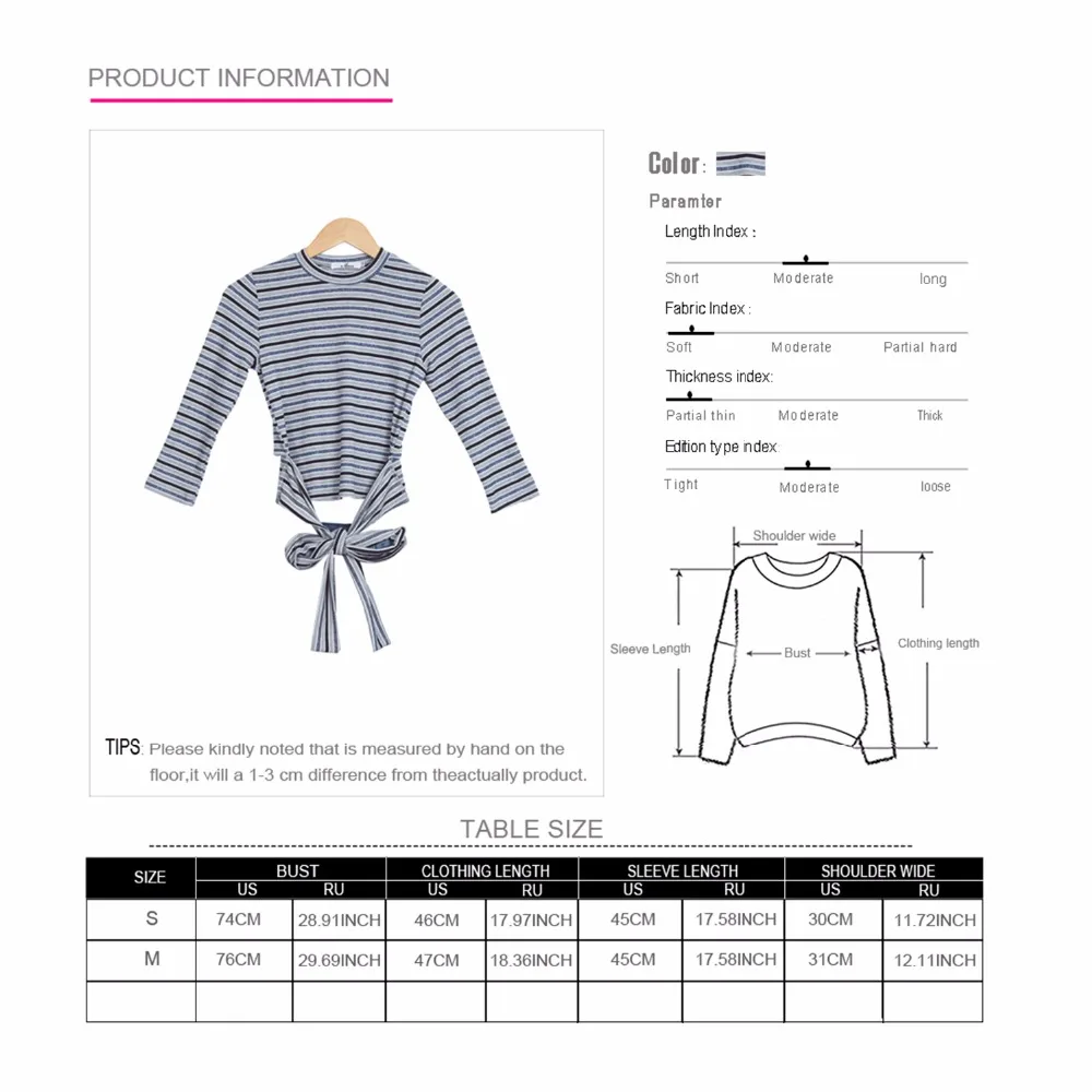 e-Manco new casual summer women stripes design Slim long-sleeved T-shirt Tops | Женская одежда