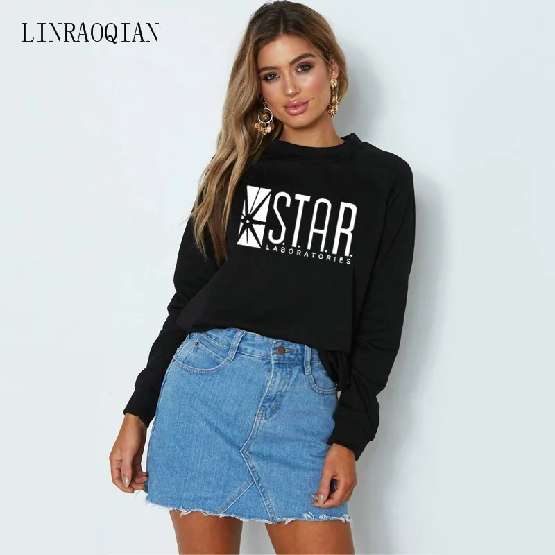 Модный чехол с изображением звезды для женщин осень зима толстовки капюшоном и