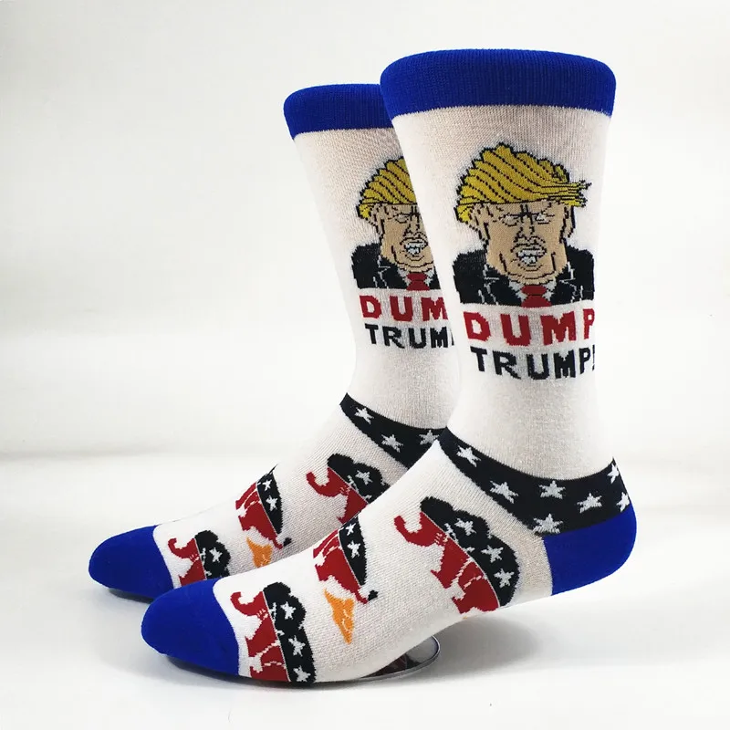 Мужские забавные носки с изображением Дональда Трампа Обамы, американский размер 8-10, европейский размер 41-43