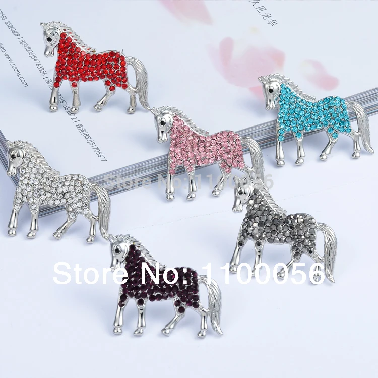 Брошь из фетра в виде лошади с красным кристаллом X0857 2019 | Украшения и аксессуары