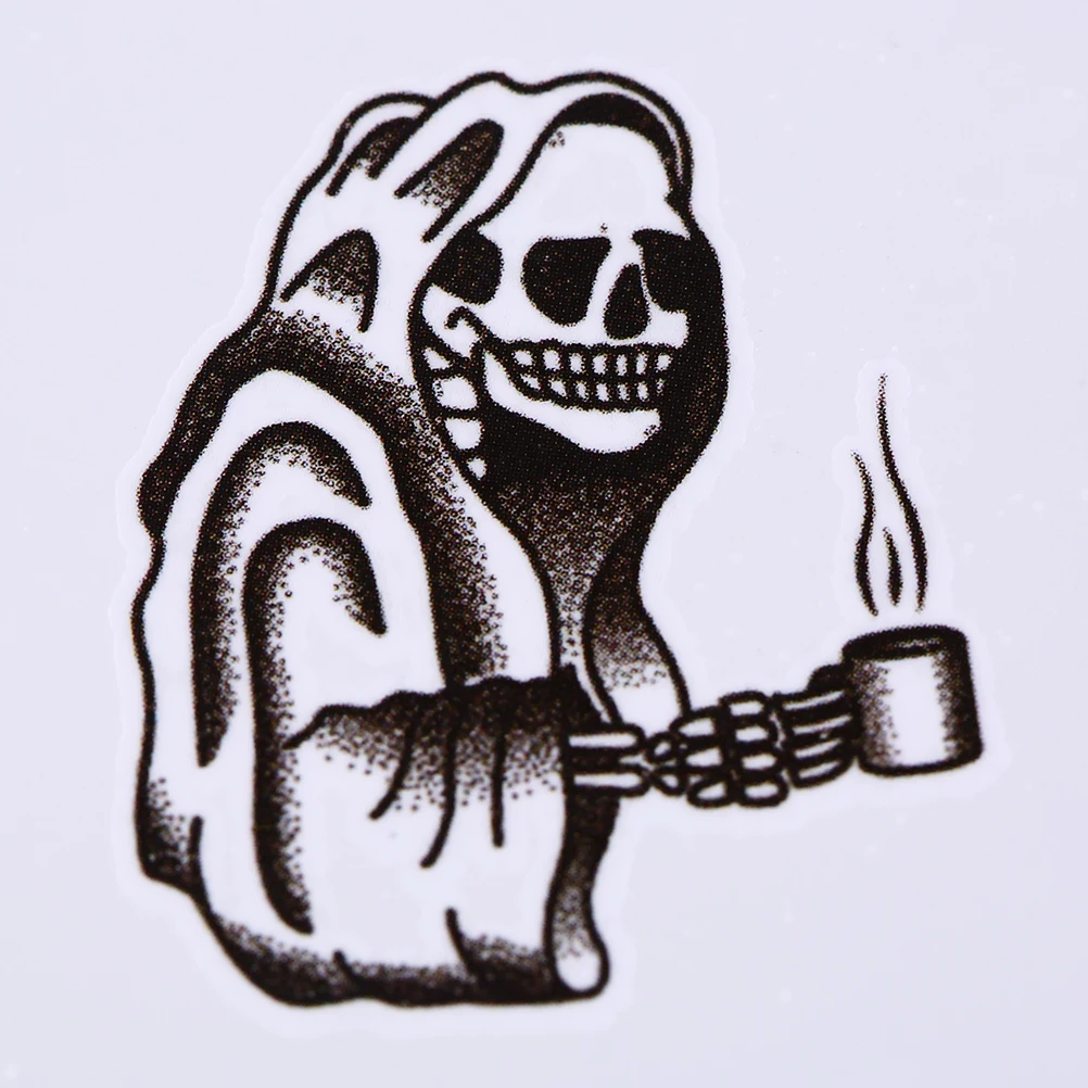 Мужской водонепроницаемый стикер татуировки модный Череп смерти временная