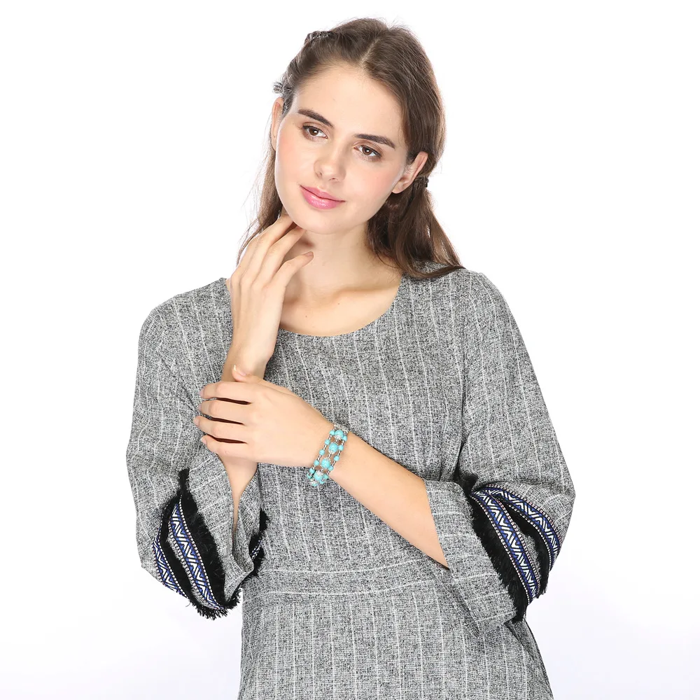 Женские винтажные бирюзовые браслеты MNWT Boho подвеска в виде листа очаровательные