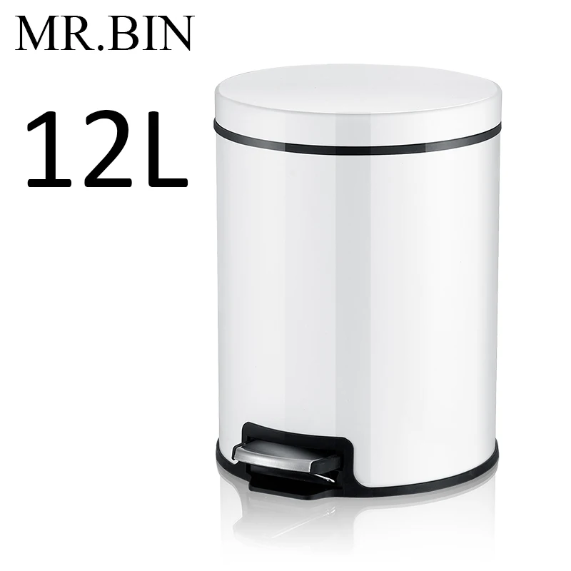 12L French White MR. BIN Макарон плюс мусорный бак с 5L/8L/12L ёмкость красочные педаль отходов Bin металлическая мусорная корзина для дома и кухня - Цвет: 12L French White