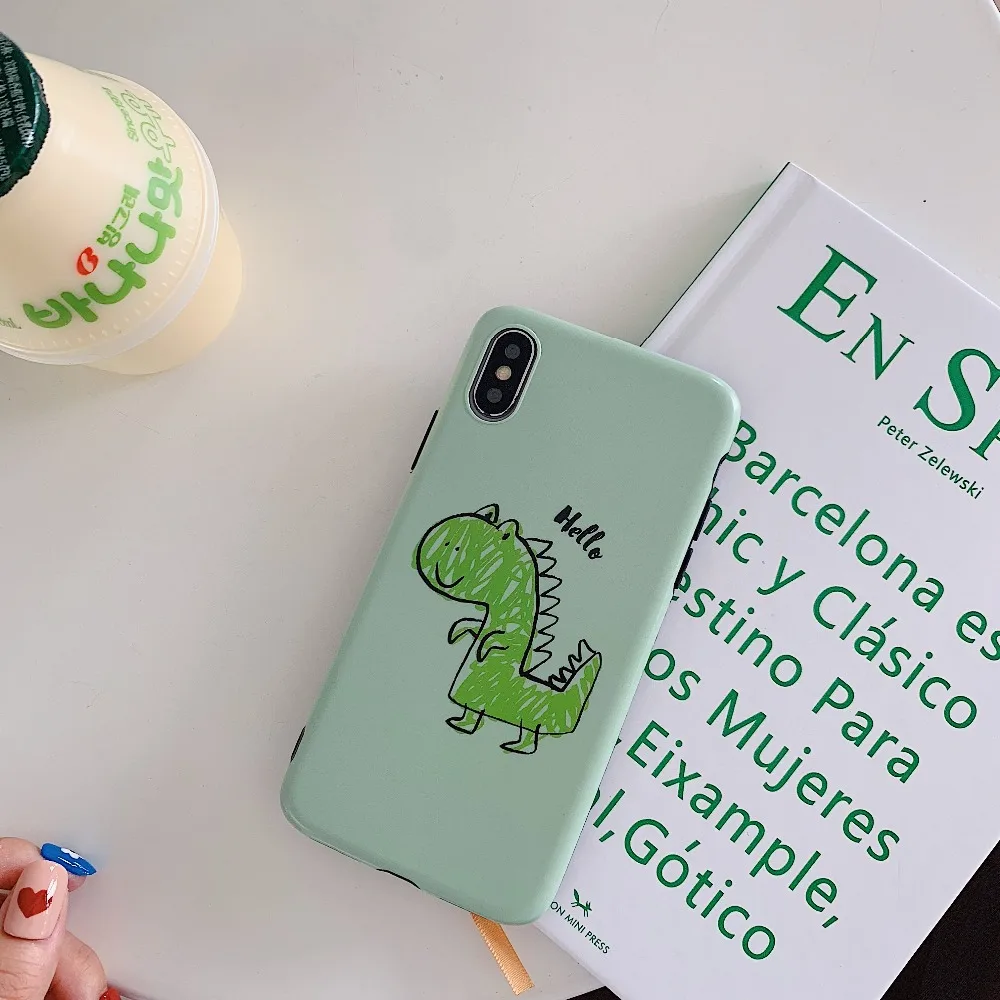 ORYKSZ Cartoon Dinosaur Dog Phone Case For iphone XS Max XR X 6S 6 7 8 Plus Silicone Cases Art Painted Cover |