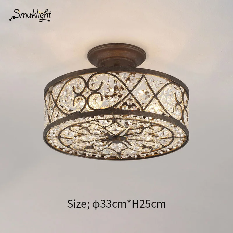 Dia 33cmx25cm Круглая Золотая хрустальная люстра для потолка, роскошный современный светодиодный потолочный светильник для спальни - Цвет корпуса: Dia 33cmx25cm
