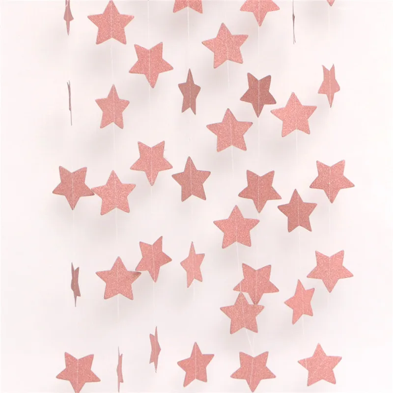 rose gold star 22 шт./лот 2 м Роза блестящая золотая звезда круглая облачная бумага Гирлянда баннер на день рождения Свадебная вечеринка украшения Подарочные принадлежности - Цвет: rose gold star