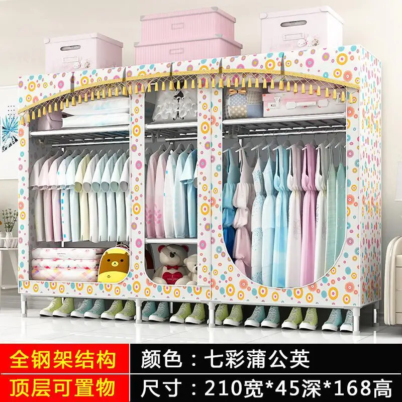 ml14 Oversized simple fabric wardrobe steel pipe bold reinforcement double thickened fully enclosed cloth closet wardrobe - Цвет: ml14