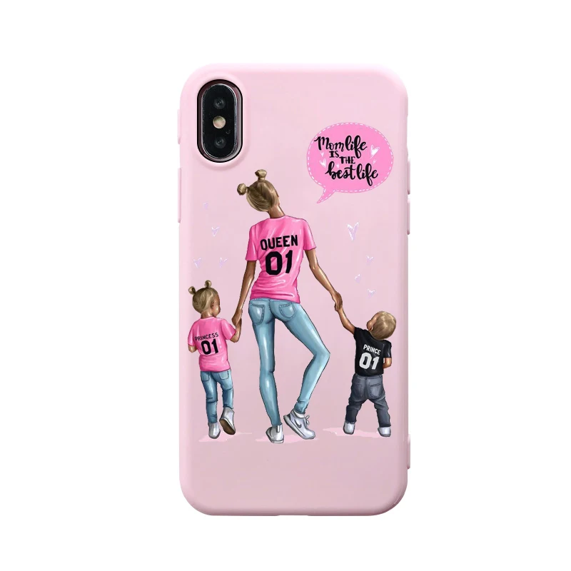 Модный мягкий розовый Силиконовый чехол для телефона с надписью Super Mom и