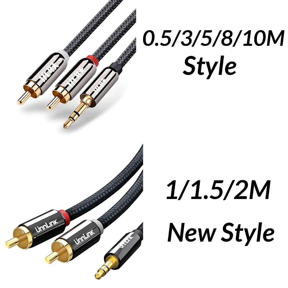 Аудиокабель Unnlink HIFI с разъемом 3 5 мм Aux на 2 RCA м 8 10 для ТВ mi Box усилитель провод