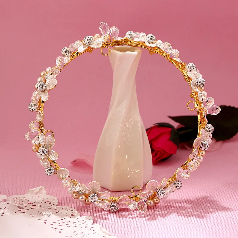 Резинки для волос CC tiaras роскошные золотые Цветочные бусины кристаллы жемчужные