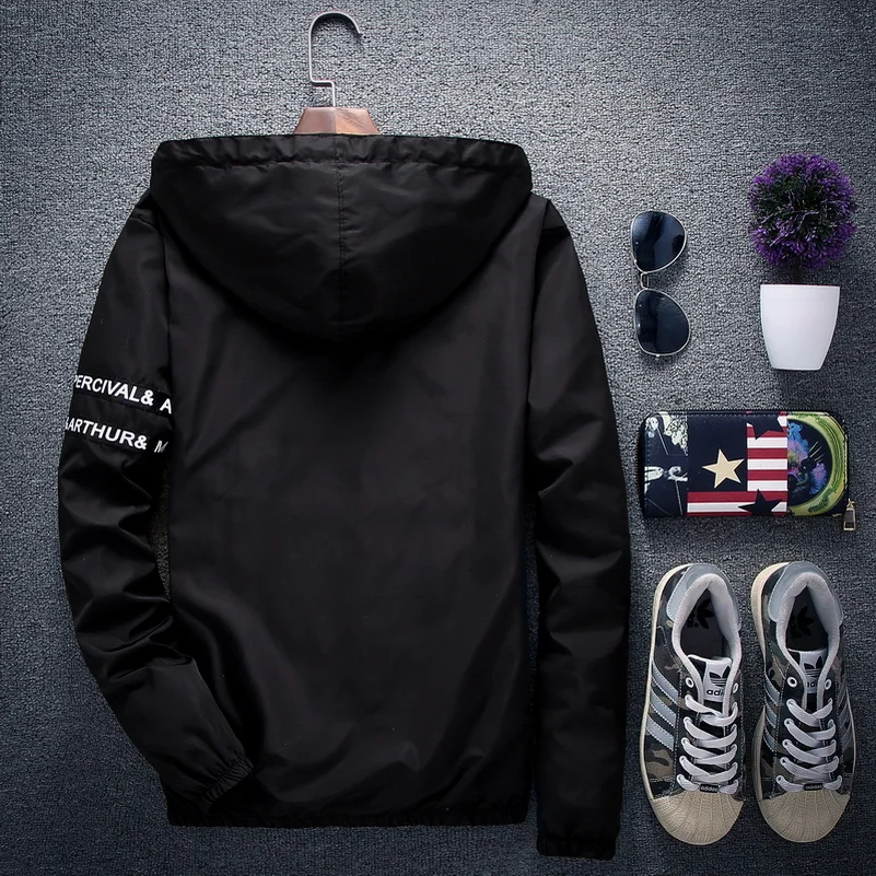 Весенне осенняя Новая Модная приталенная куртка с капюшоном для молодых мужчин