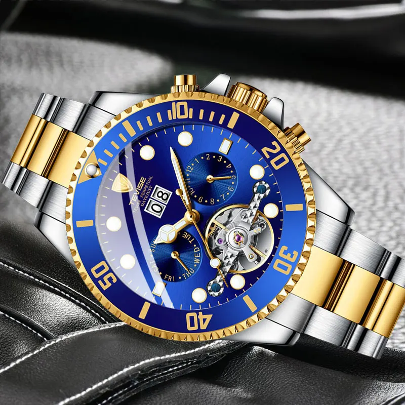 Фото TEVISE Топ Элитный бренд Для мужчин Нержавеющая сталь часы со скелетом
