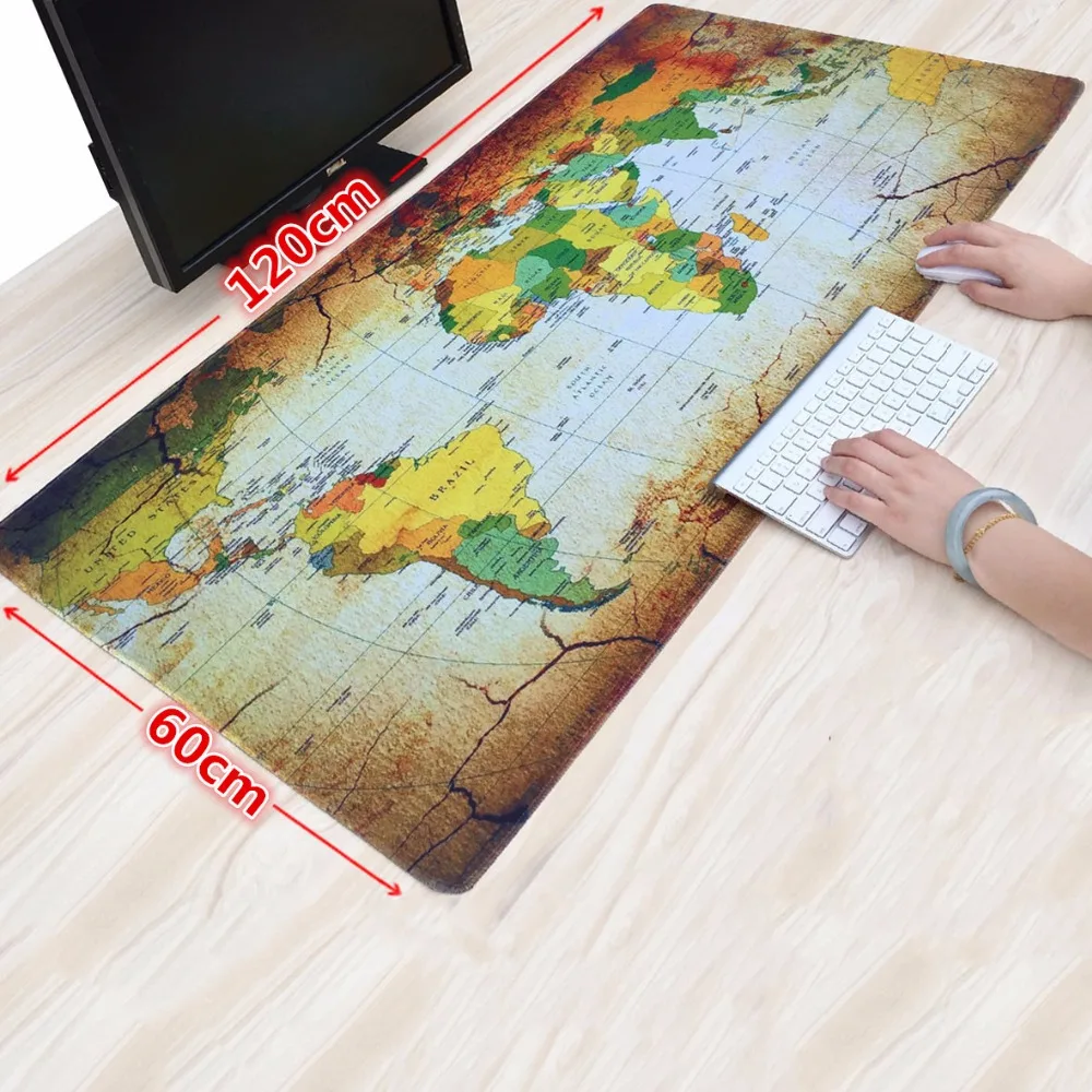 120x60 см XXL большая карта мира коврик для мыши геймерский пейзаж Коврик клавиатуры