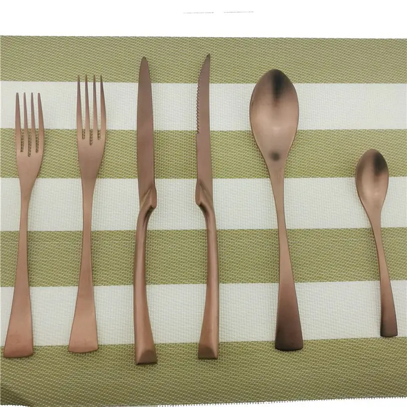 Upscale Favors Rose Gold Matte Cutlery 18/10 Stainless Steel Coffee Tea Fork Dinnerware Steak Knife Tableware Set | Дом и сад