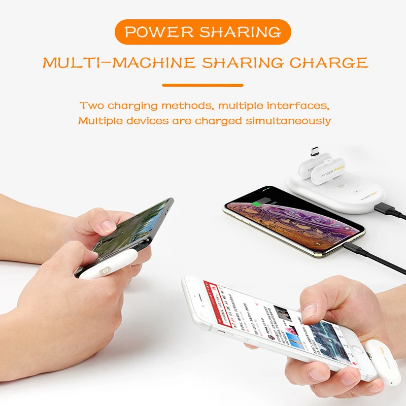 Fingerpow портативное зарядное устройство 18650 батарея для android type c iphone Магнитный