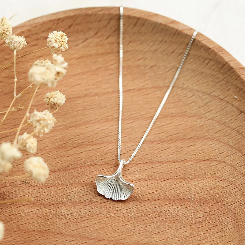 Женское Ожерелье с листьями ginkgo ювелирное изделие из стерлингового серебра 100%