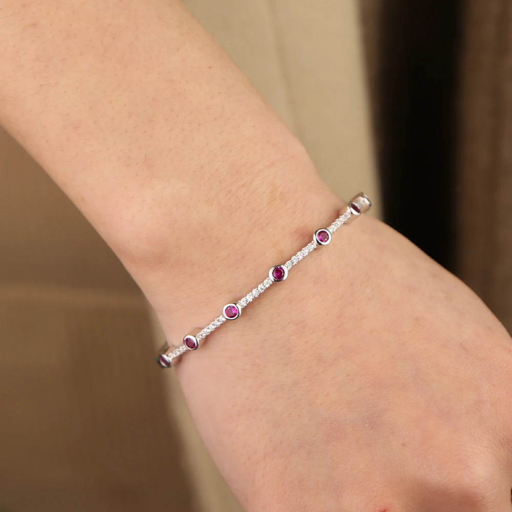 Высокое качество золото серебро Красный цвет белый фианит браслет для женщин классические модные крошечные браслеты CZ jewelrys