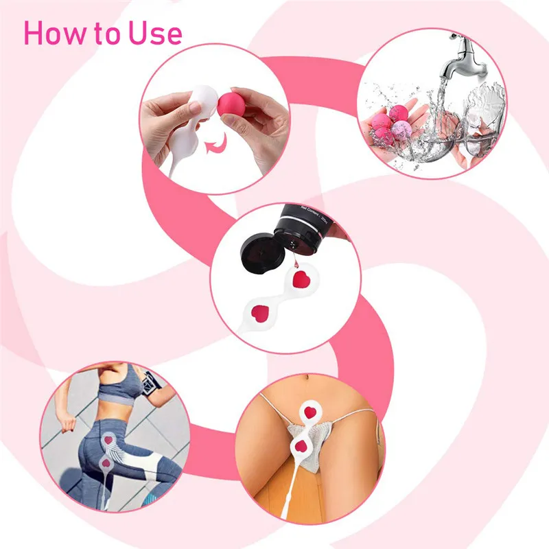 GUIMI 4pcs Vaginal Geisha Ball Love Heart Postpartum Recovery Vagina Tightening Exercise Silicone Kegel Balls Sex Toys for Woman |