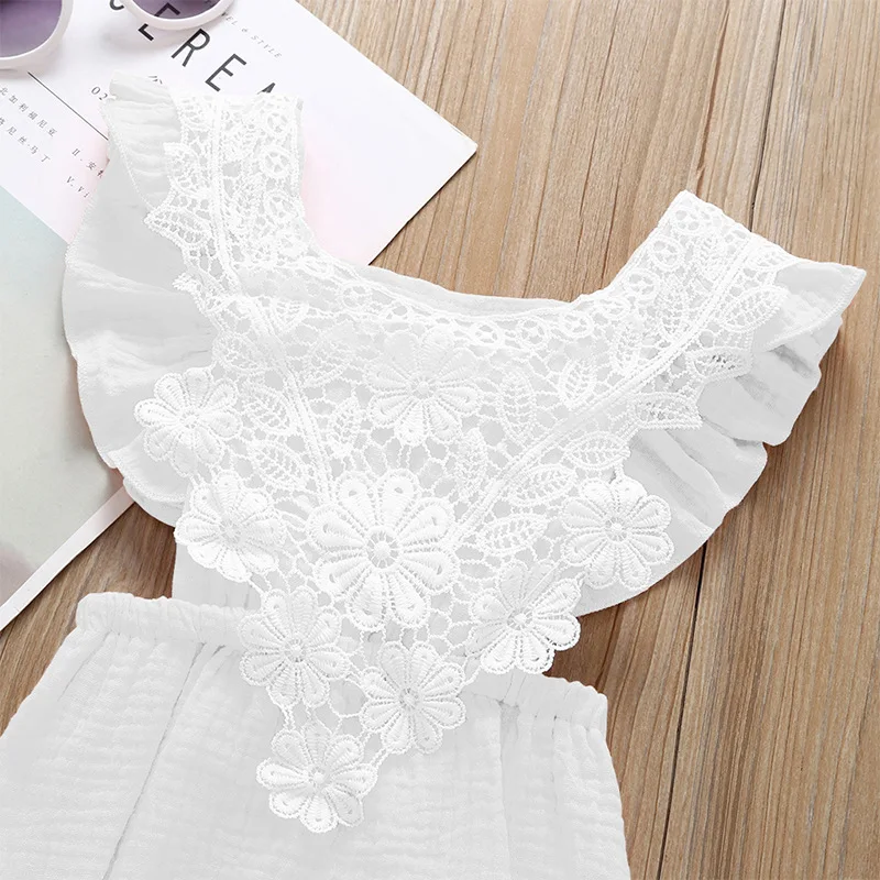 Комбинезоны для новорожденных девочек летние однотонные из хлопка и льна с