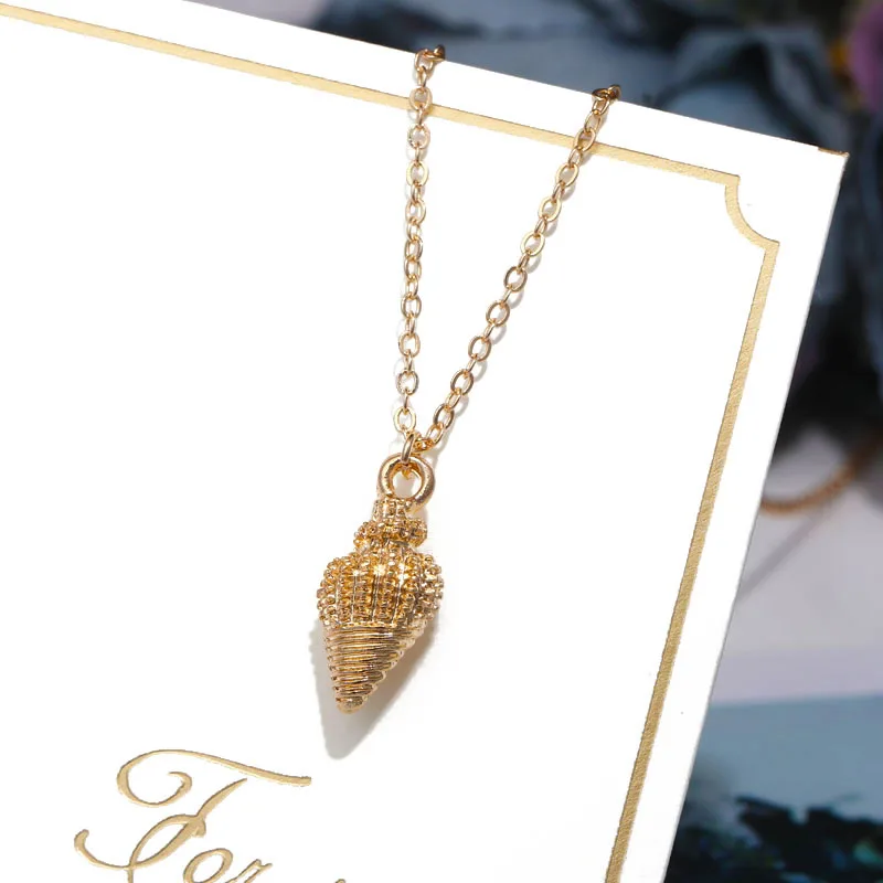 Necklace 1481 ZOSHI новые серьги в виде морской раковины для женщин золотого цвета круглые геометрические висячие серьги в виде раковины летние пляжные женские модные ювелирные изделия - Окраска металла: Necklace 1481