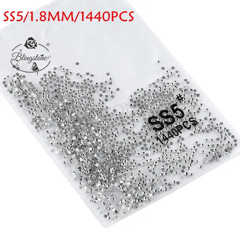 SS3-SS8 1440 шт Супер Блестящий Flatback многоцветный не горячей фиксации стразы для дизайна ногтей украшения обуви и украшение в виде танцующих фигурок - Цвет: glue white ss5 1440